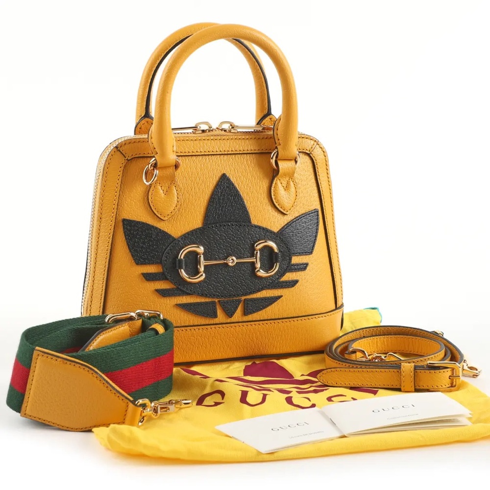 NEW Authentic Gucci X Adidas Collab Mini Yellow Crossbody Bag